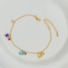 The colorful heart-shaped gold bracelet is adjustable and versatile for giving as a gift Specification image